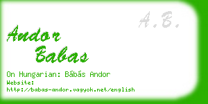 andor babas business card